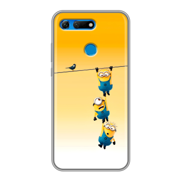 Силиконовый противоударный чехол на Huawei Honor View 20 с принтом Миньоны Силиконовый противоударный чехол на Huawei Honor View 20 с принтом Миньоны
