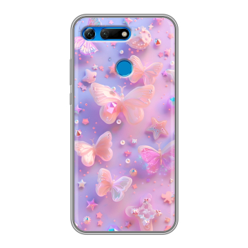 Силиконовый противоударный чехол на Huawei Honor View 20 с принтом Бабочки Силиконовый противоударный чехол на Huawei Honor View 20 с принтом Бабочки
