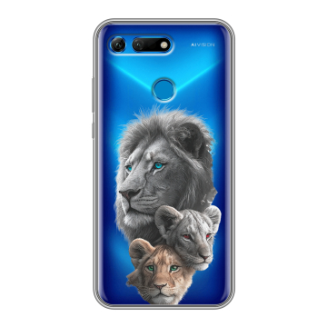 Силиконовый противоударный чехол на Huawei Honor View 20 с принтом Львы