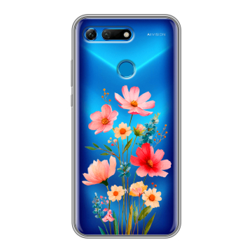 Силиконовый противоударный чехол на Huawei Honor View 20 с принтом Цветы