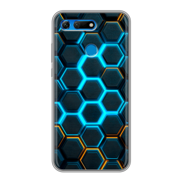 Силиконовый противоударный чехол на Huawei Honor View 20 с принтом Неоновые соты