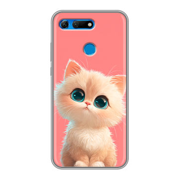 Силиконовый противоударный чехол на Huawei Honor View 20 с принтом Розовый котенок