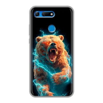 Силиконовый противоударный чехол на Huawei Honor View 20 с принтом Медведь