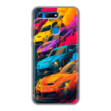 Силиконовый противоударный чехол на Huawei Honor View 20 с принтом Тачки
