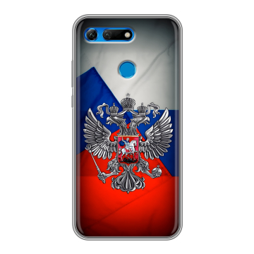 Силиконовый противоударный чехол на Huawei Honor View 20 с принтом Флаг России Силиконовый противоударный чехол на Huawei Honor View 20 с принтом Флаг России