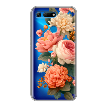 Силиконовый противоударный чехол на Huawei Honor View 20 с принтом цветы Силиконовый противоударный чехол на Huawei Honor View 20 с принтом цветы