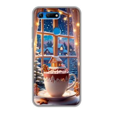 Силиконовый противоударный чехол на Huawei Honor View 20 с принтом Новый год