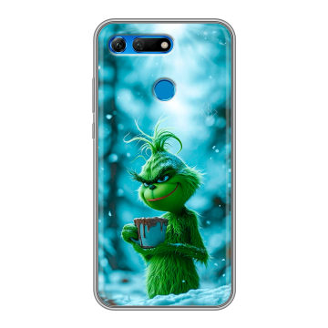 Силиконовый противоударный чехол на Huawei Honor View 20 с принтом Новый год гринч