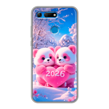 Силиконовый противоударный чехол на Huawei Honor View 20 с принтом Новый год