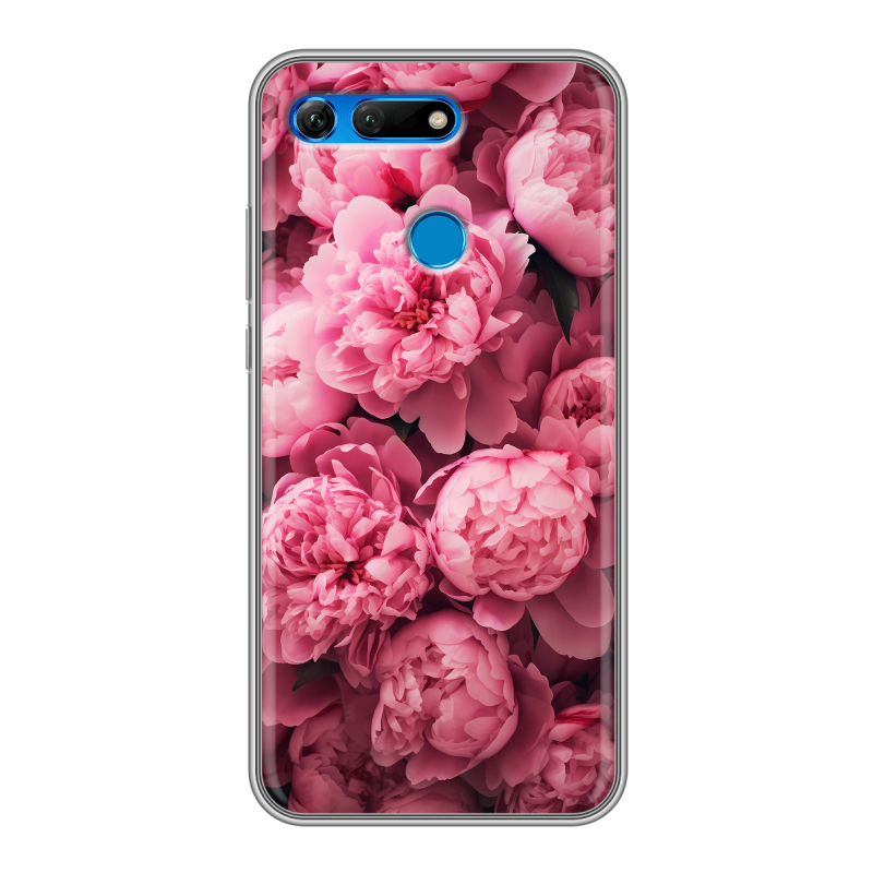 Силиконовый противоударный чехол на Huawei Honor View 20 с принтом цветы пионы Силиконовый противоударный чехол на Huawei Honor View 20 с принтом цветы пионы