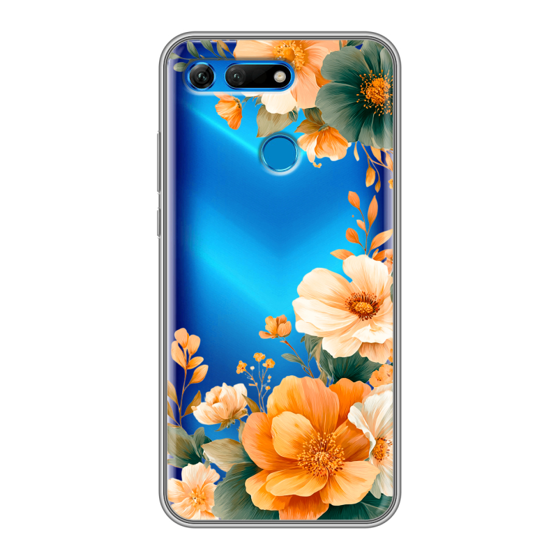 Силиконовый противоударный чехол на Huawei Honor View 20 с принтом Цветы принт Силиконовый противоударный чехол на Huawei Honor View 20 с принтом Цветы принт