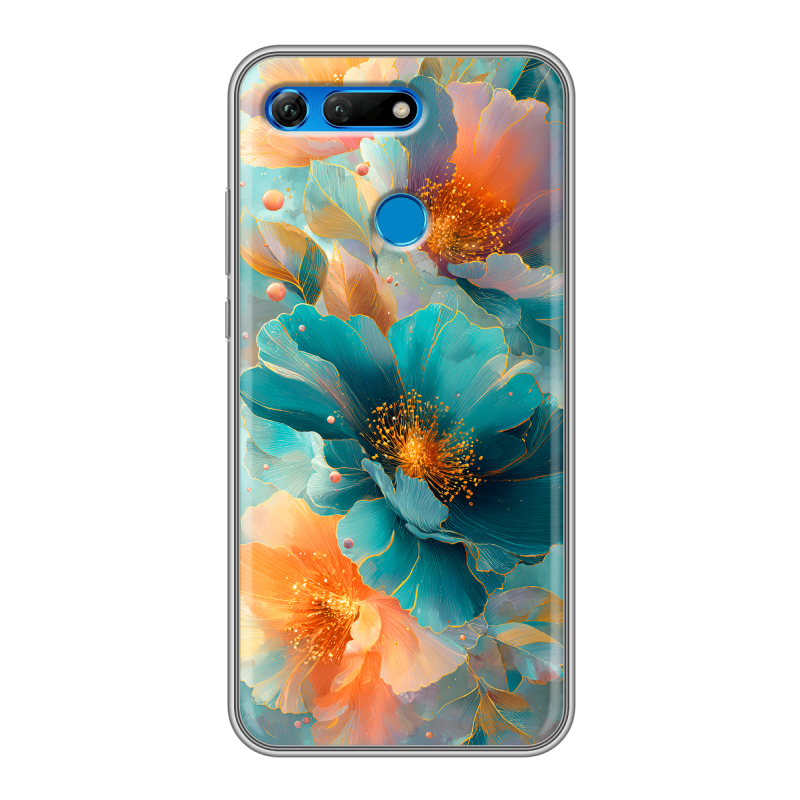 Силиконовый противоударный чехол на Huawei Honor View 20 с принтом Цветы Силиконовый противоударный чехол на Huawei Honor View 20 с принтом Цветы