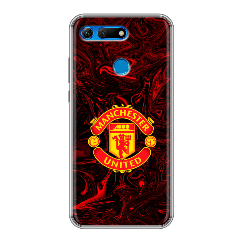 Силиконовый противоударный чехол на Huawei Honor View 20 с принтом Manchester United Силиконовый противоударный чехол на Huawei Honor View 20 с принтом Manchester United