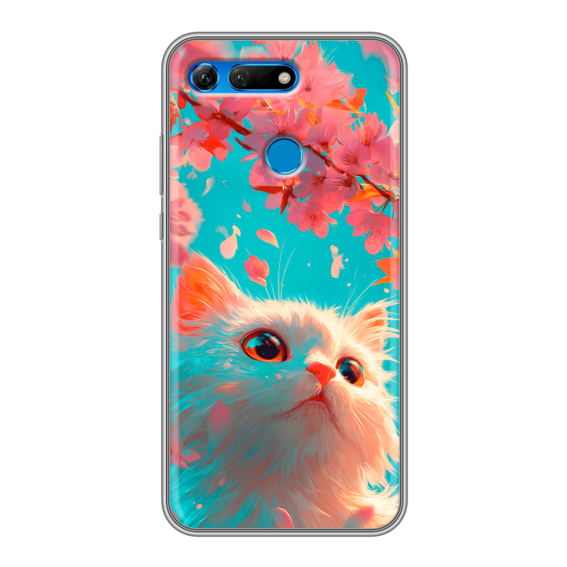 Силиконовый противоударный чехол на Huawei Honor View 20 с принтом Красивый кот Силиконовый противоударный чехол на Huawei Honor View 20 с принтом Красивый кот