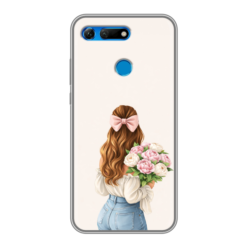 Силиконовый противоударный чехол на Huawei Honor View 20 с принтом женский Силиконовый противоударный чехол на Huawei Honor View 20 с принтом женский