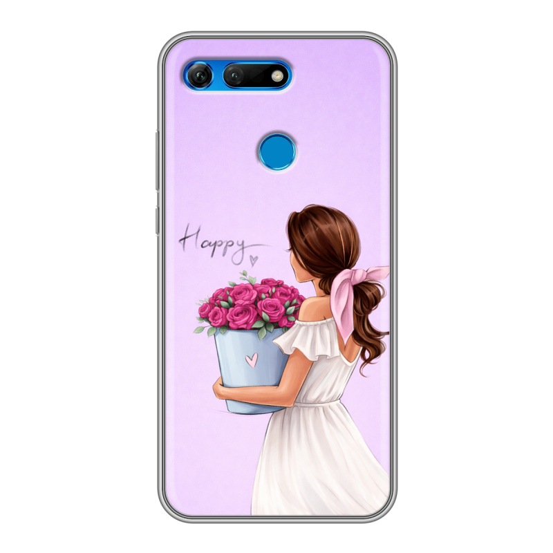 Силиконовый противоударный чехол на Huawei Honor View 20 с принтом женский Силиконовый противоударный чехол на Huawei Honor View 20 с принтом женский