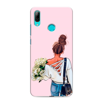 Силиконовый чехол на Huawei P Smart (2019) с принтом Девушка и букет Силиконовый чехол на Huawei P Smart (2019) с принтом Девушка и букет
