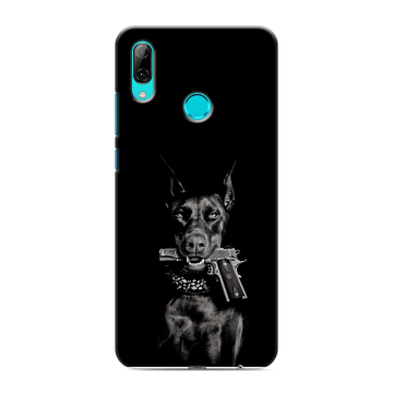 Силиконовый чехол на Huawei P Smart (2019) с принтом Доберман и пистолет Силиконовый чехол на Huawei P Smart (2019) с принтом Доберман и пистолет