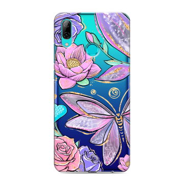 Силиконовый чехол на Huawei P Smart (2019) с принтом Бабочки и цветы