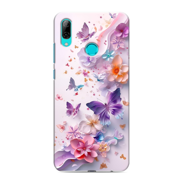 Силиконовый чехол на Huawei P Smart (2019) с принтом цветы бабочки Силиконовый чехол на Huawei P Smart (2019) с принтом цветы бабочки