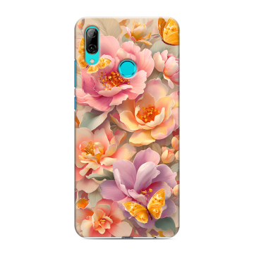 Силиконовый чехол на Huawei P Smart (2019) с принтом Цветы и бабочки Силиконовый чехол на Huawei P Smart (2019) с принтом Цветы и бабочки