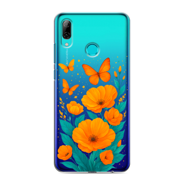 Силиконовый чехол на Huawei P Smart (2019) с принтом цветы бабочки Силиконовый чехол на Huawei P Smart (2019) с принтом цветы бабочки