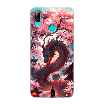Силиконовый чехол на Huawei P Smart (2019) с принтом Дракон Японский Силиконовый чехол на Huawei P Smart (2019) с принтом Дракон Японский