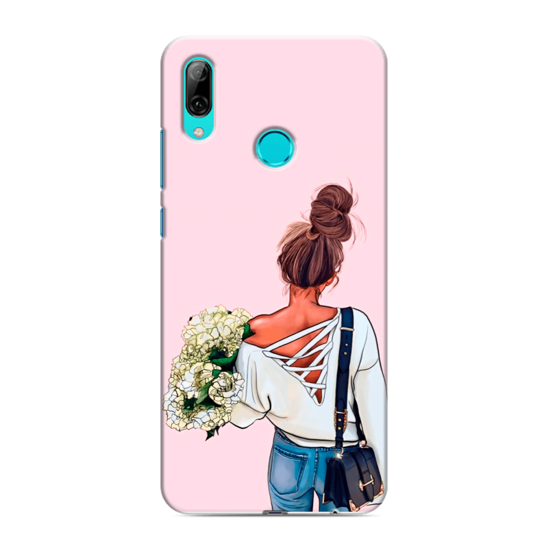 Силиконовый чехол на Huawei P Smart (2019) с принтом Девушка и букет Силиконовый чехол на Huawei P Smart (2019) с принтом Девушка и букет