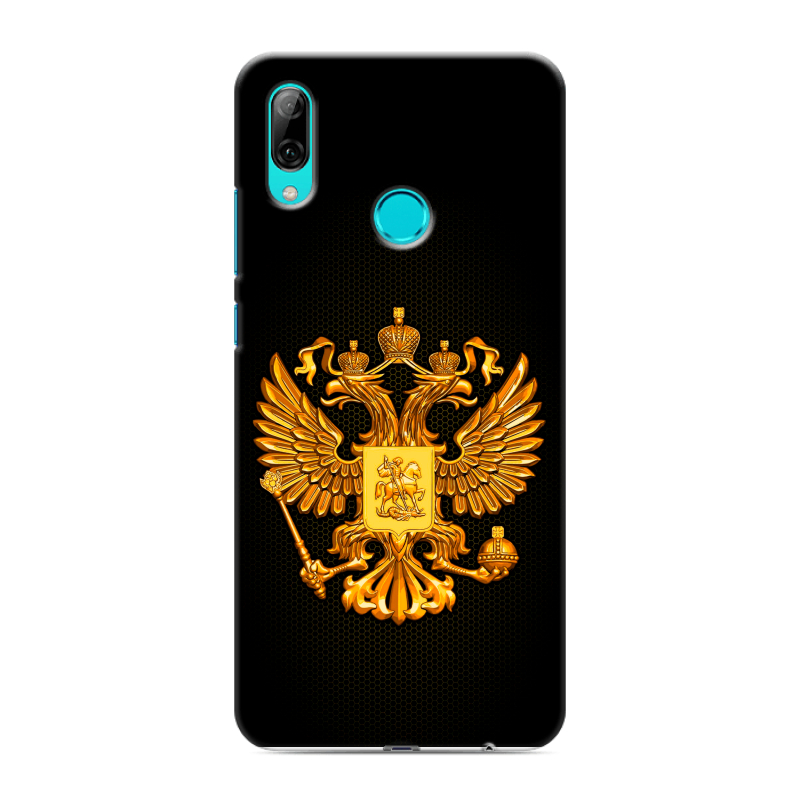 Силиконовый чехол на Huawei P Smart (2019) с принтом Герб России желтый Силиконовый чехол на Huawei P Smart (2019) с принтом Герб России желтый