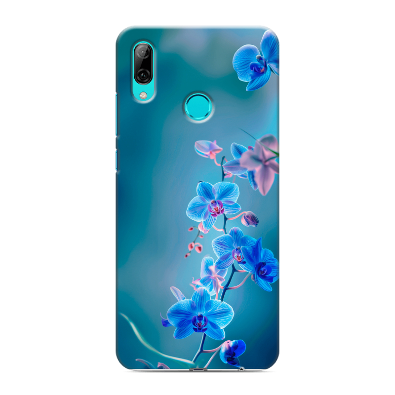 Силиконовый чехол на Huawei P Smart (2019) с принтом Голубые цветы Силиконовый чехол на Huawei P Smart (2019) с принтом Голубые цветы