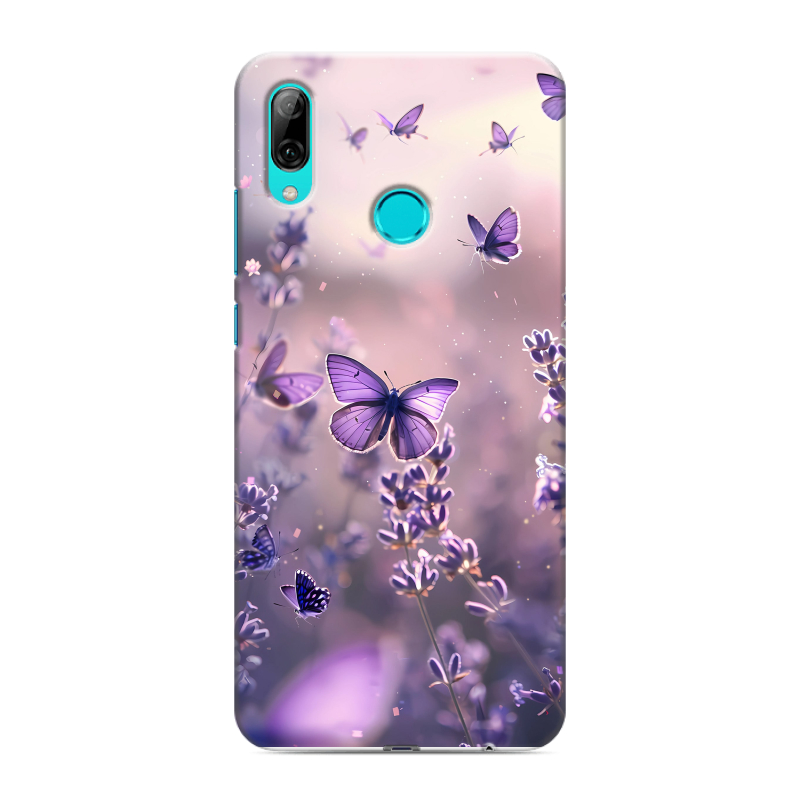 Силиконовый чехол на Huawei P Smart (2019) с принтом бабочки и лаванда Силиконовый чехол на Huawei P Smart (2019) с принтом бабочки и лаванда