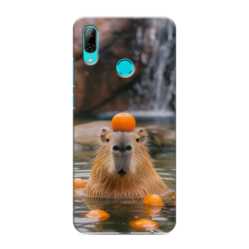 Силиконовый чехол на Huawei P Smart (2019) с принтом Капибара с апельсином Силиконовый чехол на Huawei P Smart (2019) с принтом Капибара с апельсином