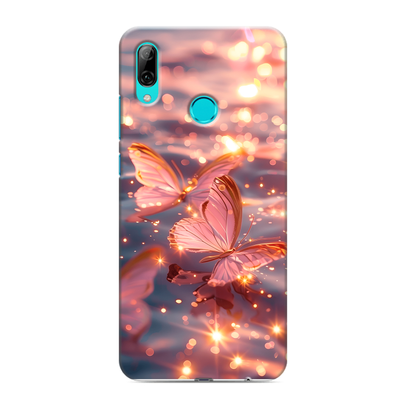Силиконовый чехол на Huawei P Smart (2019) с принтом бабочки розовые Силиконовый чехол на Huawei P Smart (2019) с принтом бабочки розовые