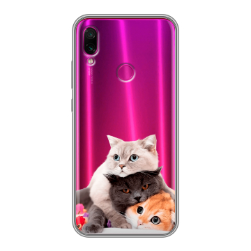 Силиконовый чехол на Xiaomi RedMi Note 7 с принтом Кошки Силиконовый чехол на Xiaomi RedMi Note 7 с принтом Кошки