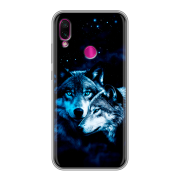 Силиконовый чехол на Xiaomi RedMi Note 7 с принтом Волки Силиконовый чехол на Xiaomi RedMi Note 7 с принтом Волки
