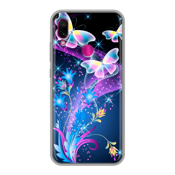 Силиконовый чехол на Xiaomi RedMi Note 7 с принтом Бабочки Силиконовый чехол на Xiaomi RedMi Note 7 с принтом Бабочки