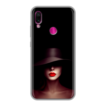 Силиконовый чехол на Xiaomi RedMi Note 7 с принтом Девушка в шляпе Силиконовый чехол на Xiaomi RedMi Note 7 с принтом Девушка в шляпе