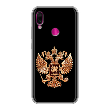 Силиконовый чехол на Xiaomi RedMi Note 7 с принтом Герб России золотой