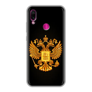 Силиконовый чехол на Xiaomi RedMi Note 7 с принтом Герб России желтый Силиконовый чехол на Xiaomi RedMi Note 7 с принтом Герб России желтый