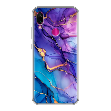 Силиконовый чехол на Xiaomi RedMi Note 7 с принтом синий мрамор Силиконовый чехол на Xiaomi RedMi Note 7 с принтом синий мрамор