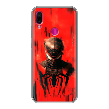 Силиконовый чехол на Xiaomi RedMi Note 7 с принтом человек паук spiderman Силиконовый чехол на Xiaomi RedMi Note 7 с принтом человек паук spiderman