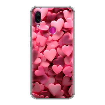 Силиконовый чехол на Xiaomi RedMi Note 7 с принтом розовые сердечки Силиконовый чехол на Xiaomi RedMi Note 7 с принтом розовые сердечки