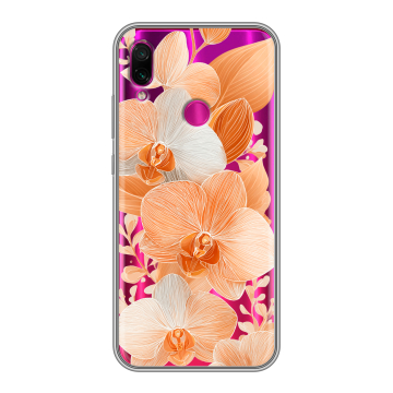 Силиконовый чехол на Xiaomi RedMi Note 7 с принтом Бежевые цветы Силиконовый чехол на Xiaomi RedMi Note 7 с принтом Бежевые цветы