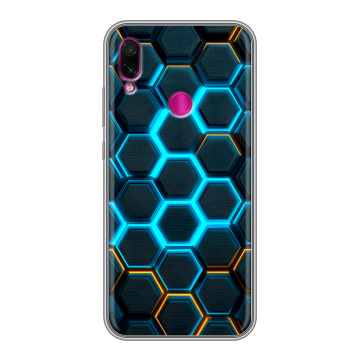 Силиконовый чехол на Xiaomi RedMi Note 7 с принтом Неоновые соты Силиконовый чехол на Xiaomi RedMi Note 7 с принтом Неоновые соты