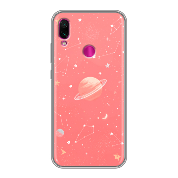 Силиконовый чехол на Xiaomi RedMi Note 7 с принтом Розовый космос Силиконовый чехол на Xiaomi RedMi Note 7 с принтом Розовый космос