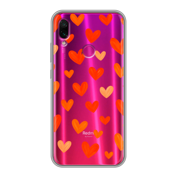 Силиконовый чехол на Xiaomi RedMi Note 7 с принтом Сердечки Силиконовый чехол на Xiaomi RedMi Note 7 с принтом Сердечки