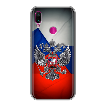 Силиконовый чехол на Xiaomi RedMi Note 7 с принтом Флаг России Силиконовый чехол на Xiaomi RedMi Note 7 с принтом Флаг России
