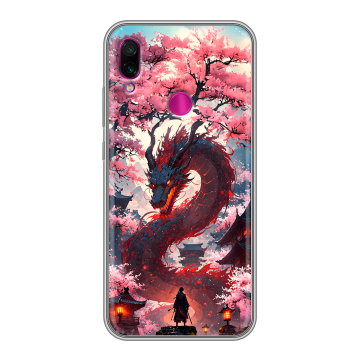 Силиконовый чехол на Xiaomi RedMi Note 7 с принтом Дракон Японский Силиконовый чехол на Xiaomi RedMi Note 7 с принтом Дракон Японский