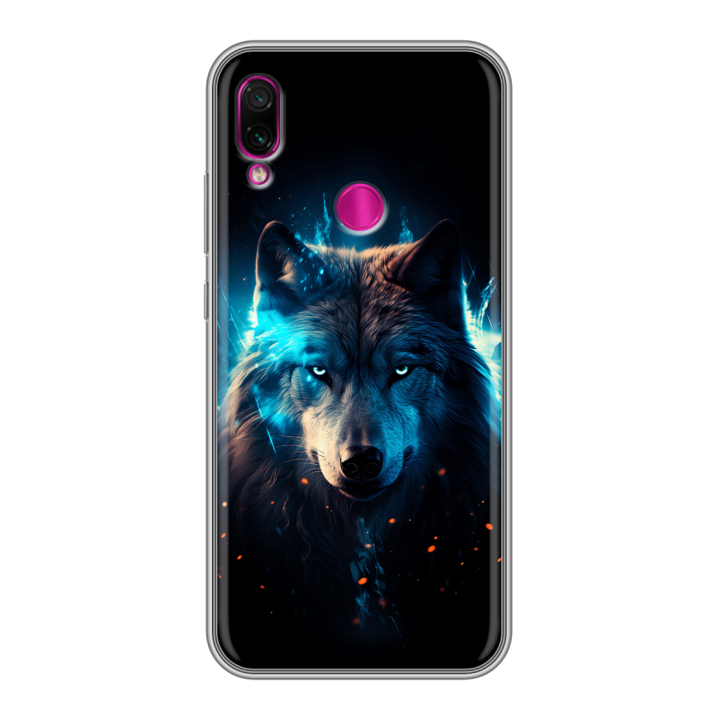 Силиконовый противоударный чехол на Xiaomi RedMi Note 7 с принтом Волк ночной Силиконовый противоударный чехол на Xiaomi RedMi Note 7 с принтом Волк ночной