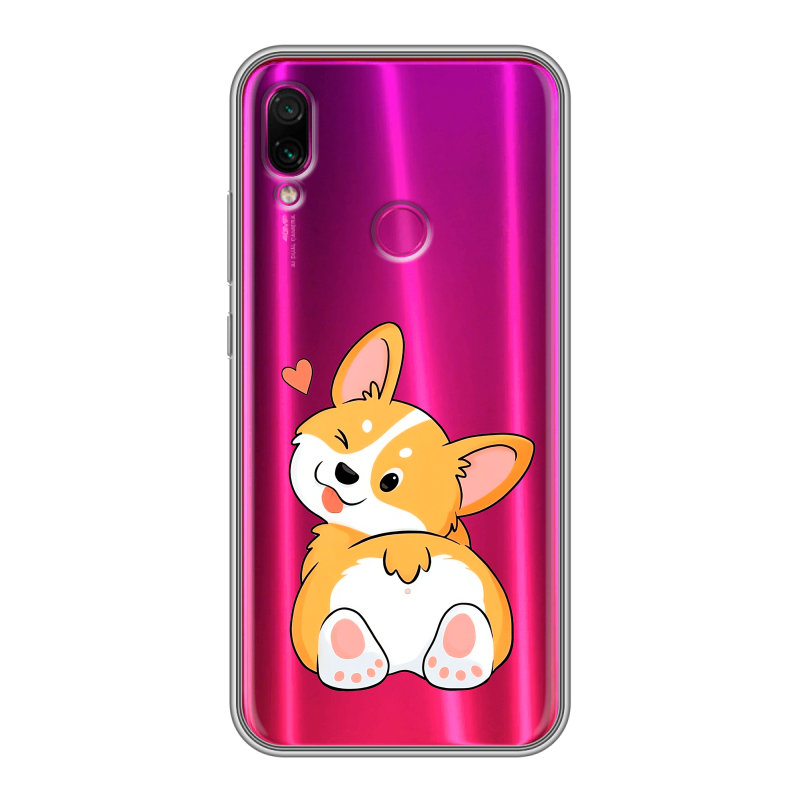 Силиконовый противоударный чехол на Xiaomi RedMi Note 7 с принтом Корги Силиконовый противоударный чехол на Xiaomi RedMi Note 7 с принтом Корги